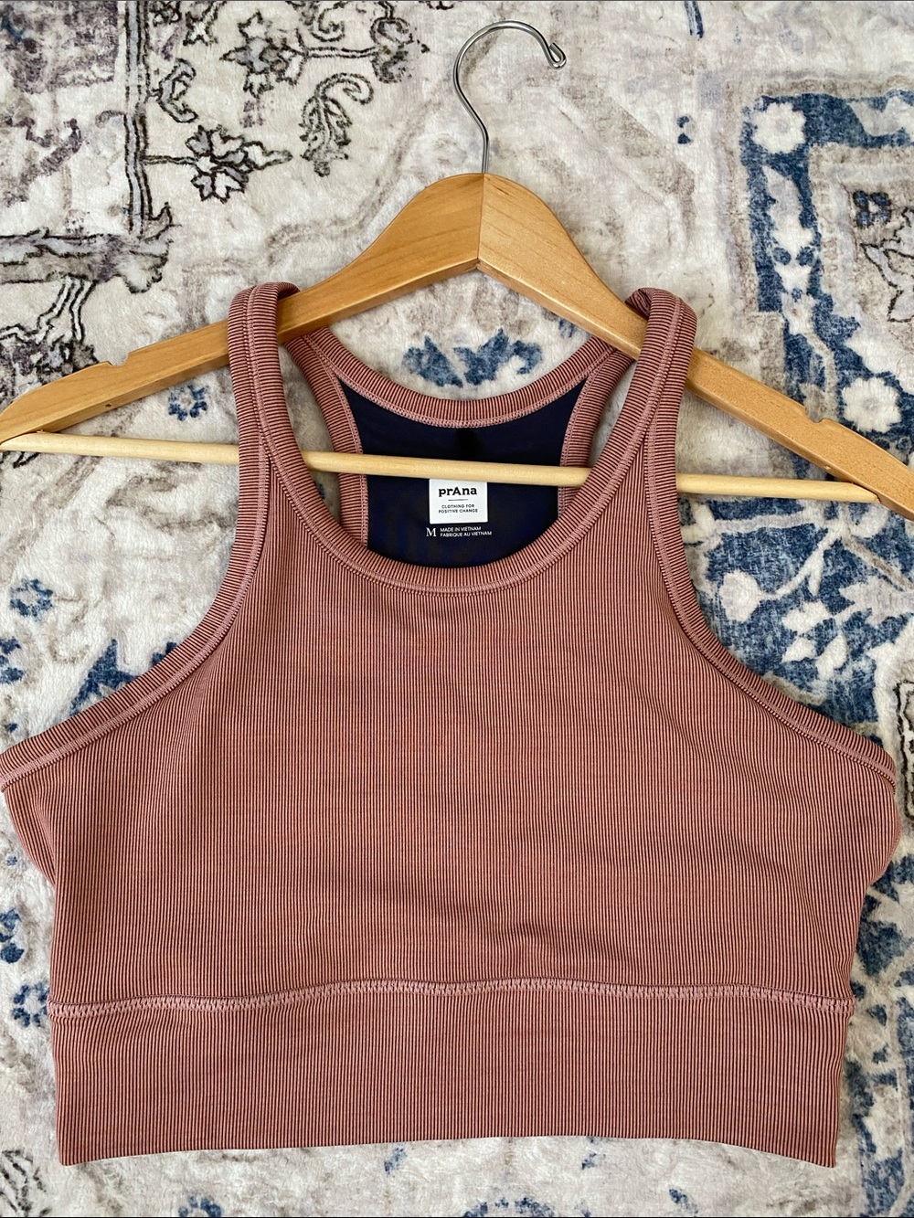 Prana Mauve Ribbed Racerback Crop Bralette/Top